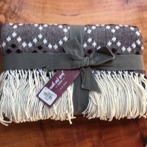 West Elm Burgandy Diamond Dot Warmest Throw.